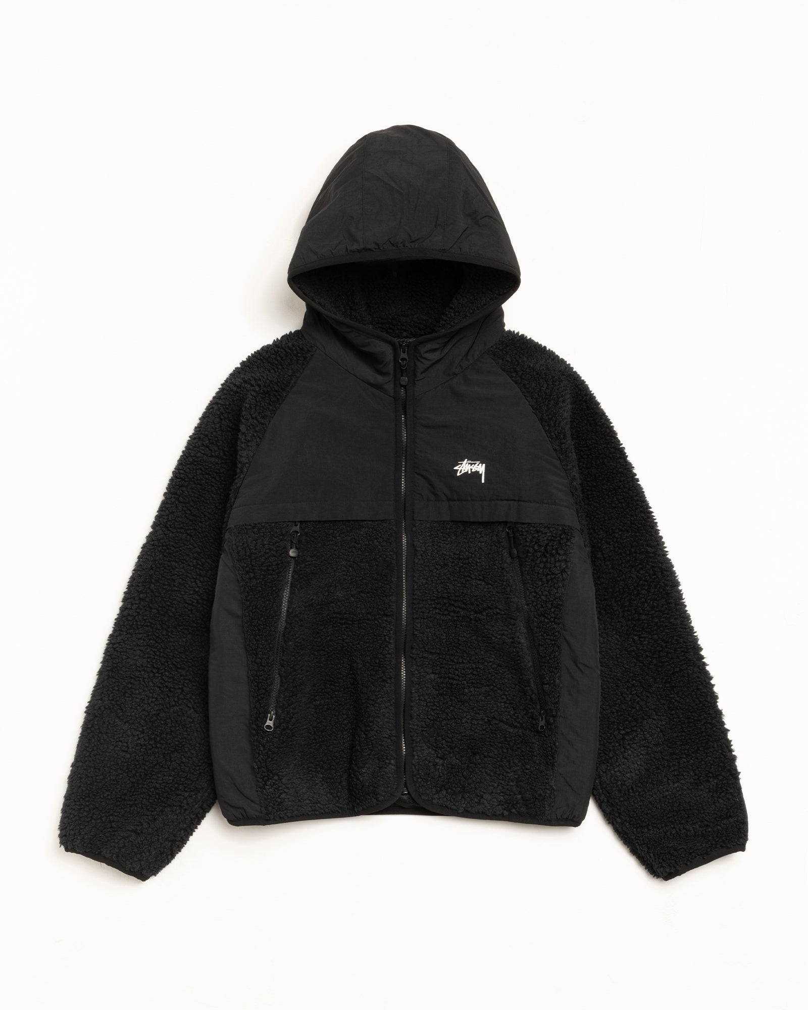 SHERPA PANELED HOODED JACKET