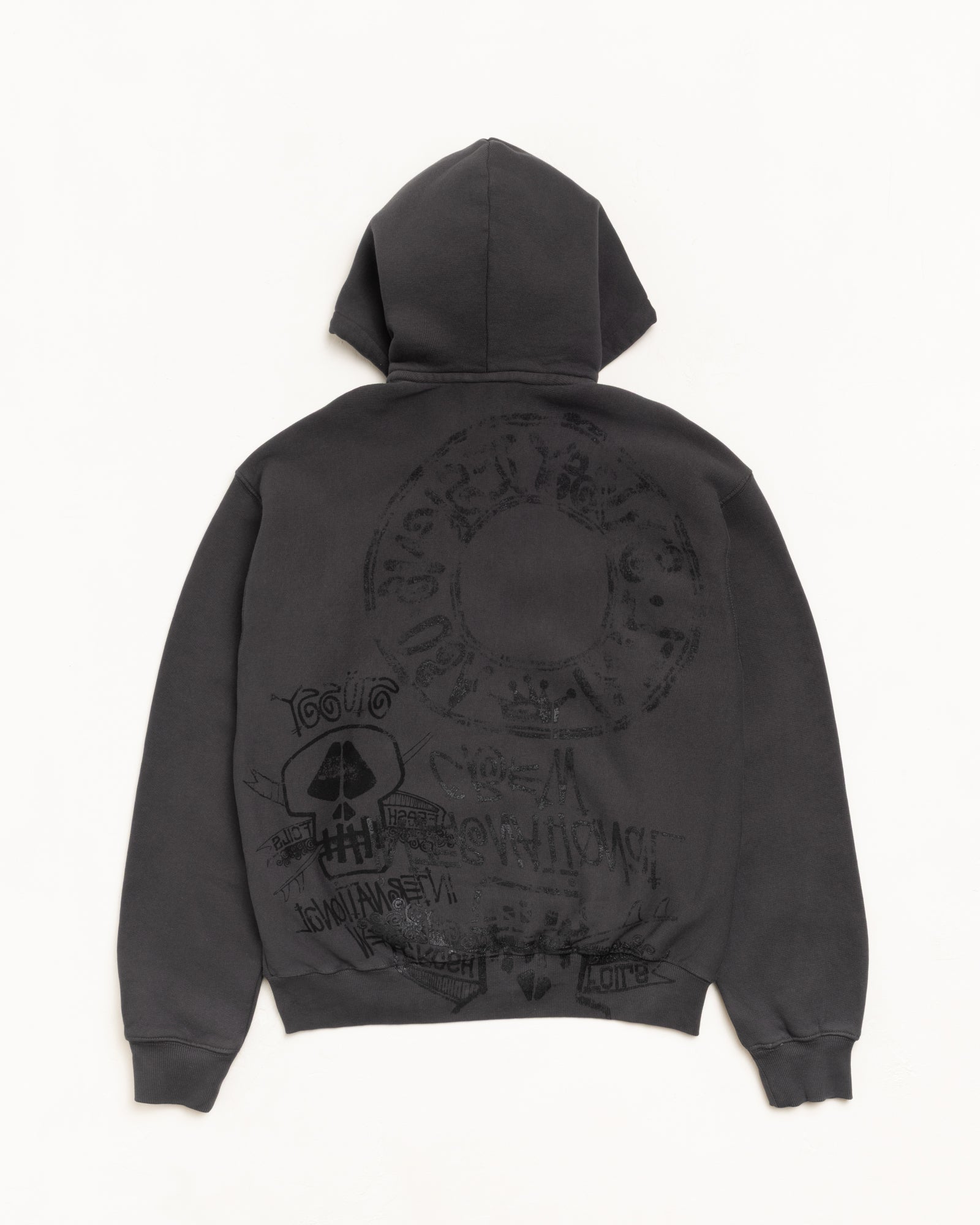 SKULLS ZIP HOODIE PIGMENT DYED