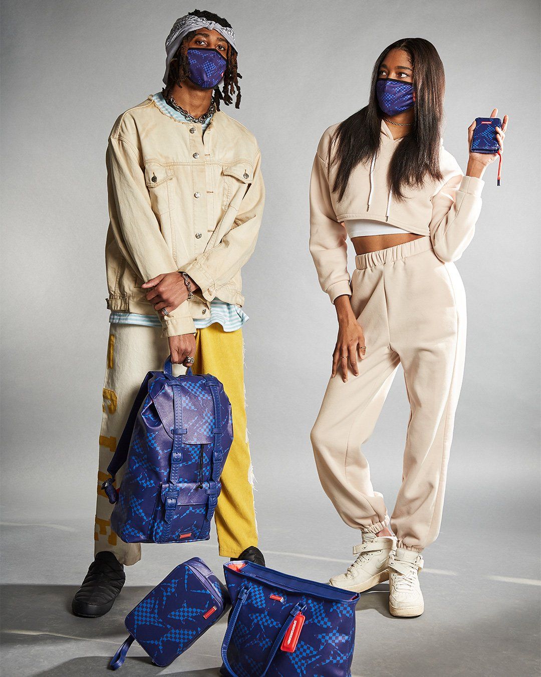 SHARK CHECK (BLUE) FACE MASK